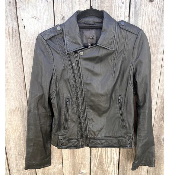 Joie | Caldine Black Leather Motorcycle Double Zip Jacket Size Small - Picture 6 of 8